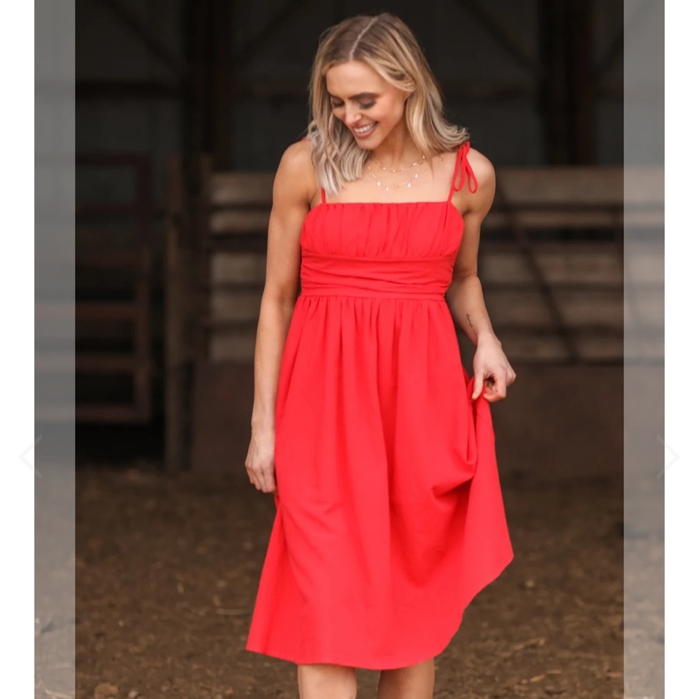HYFVE Red Sleeveless, Midi Dress in Size Small - Picture 1 of 6